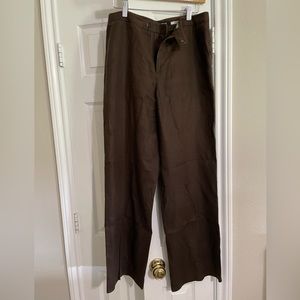 Ellen Tracy - 100% linen brown wide leg pants